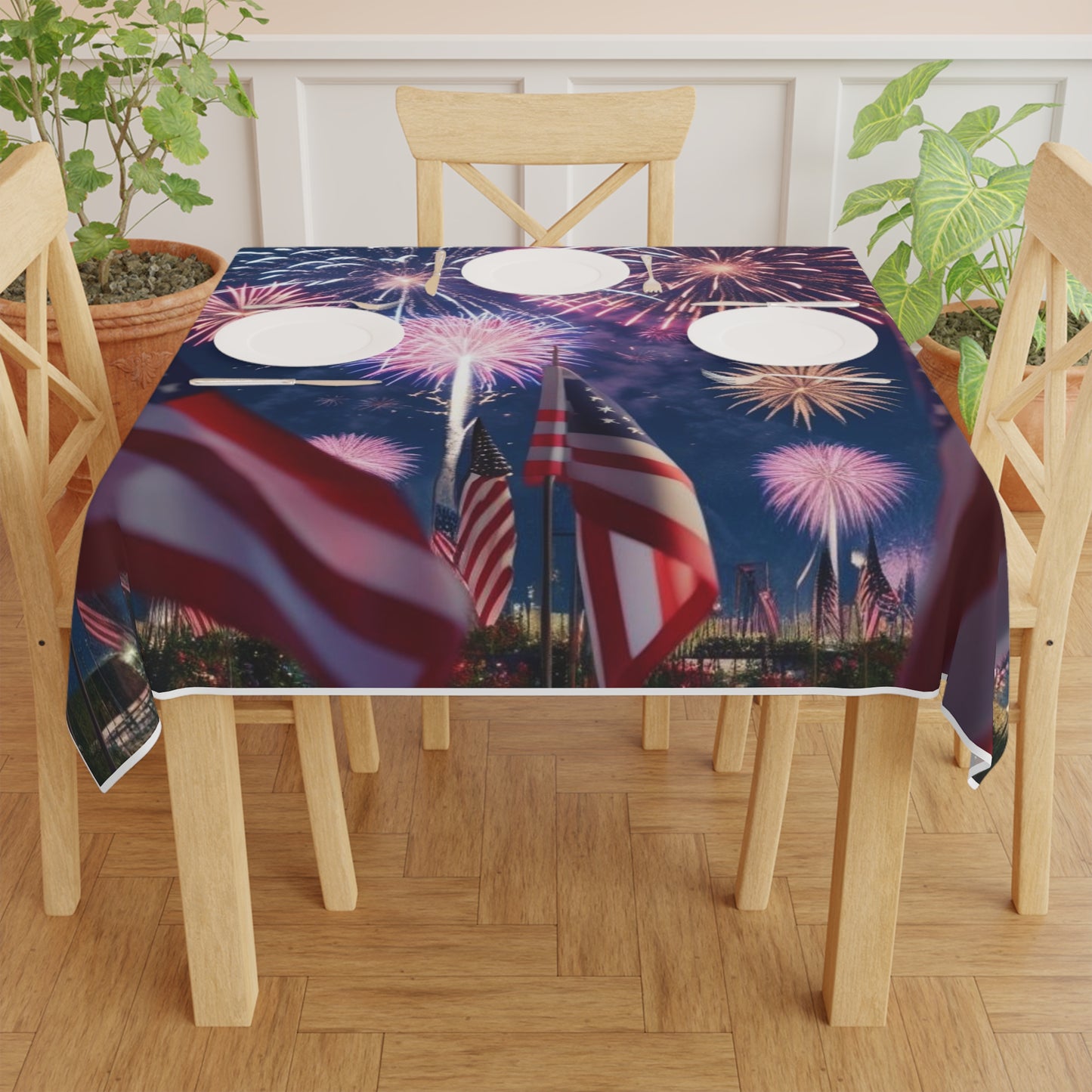Patriotic Fireworks Tablecloth - Perfect for 4th of July, BBQs, Summer Parties, USA Celebrations, Table Decor