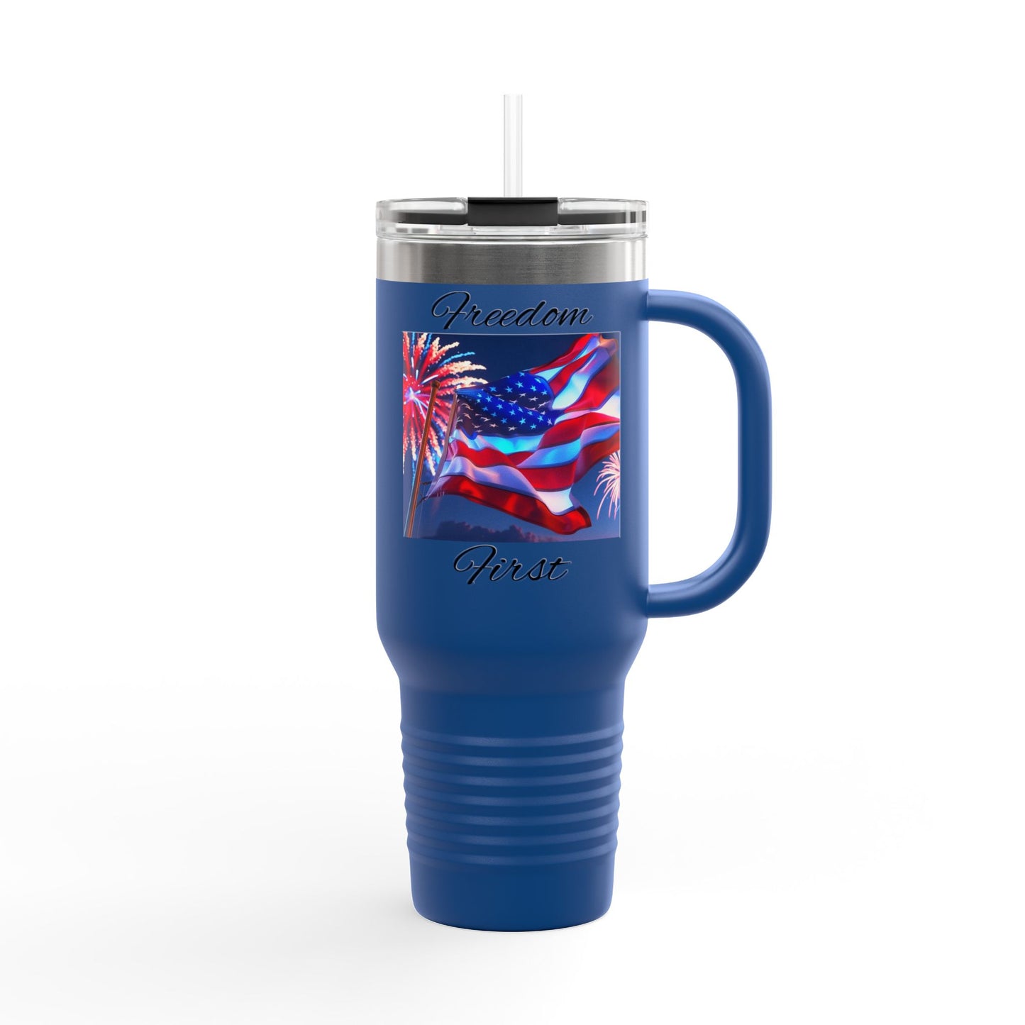 Freedom First Insulated Travel Mug, 40oz - Perfect for Road Trips, BBQs, Independence Day, Outdoor Events, Gifts for Patriots