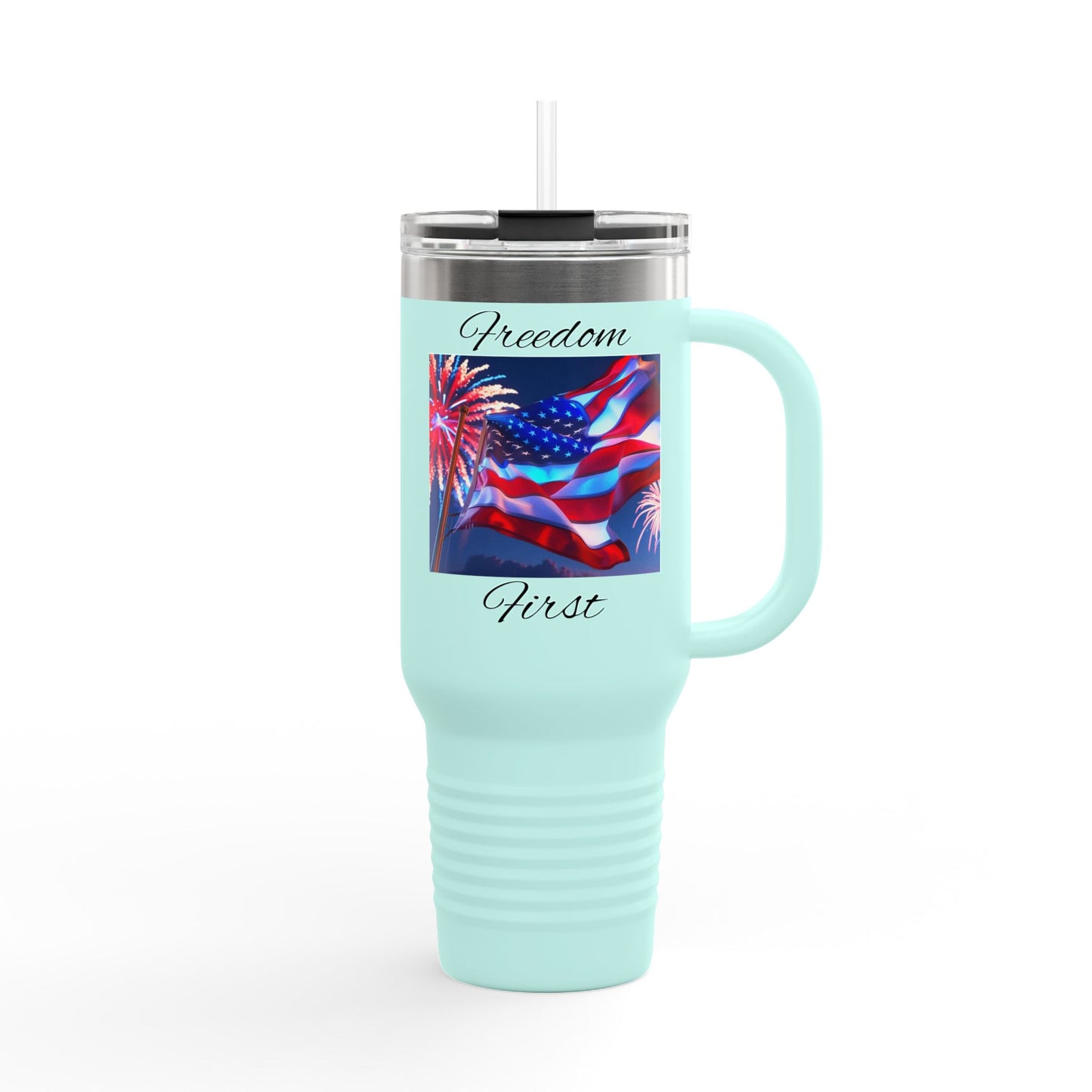 Freedom First Insulated Travel Mug, 40oz - Perfect for Road Trips, BBQs, Independence Day, Outdoor Events, Gifts for Patriots