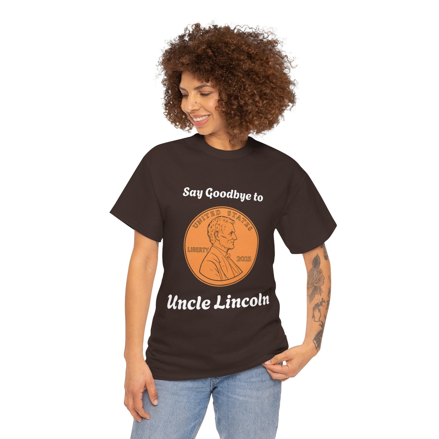 Lincoln Penny Tee - "Say Goodbye to Uncle Lincoln" Retro Coin Novelty T-Shirt