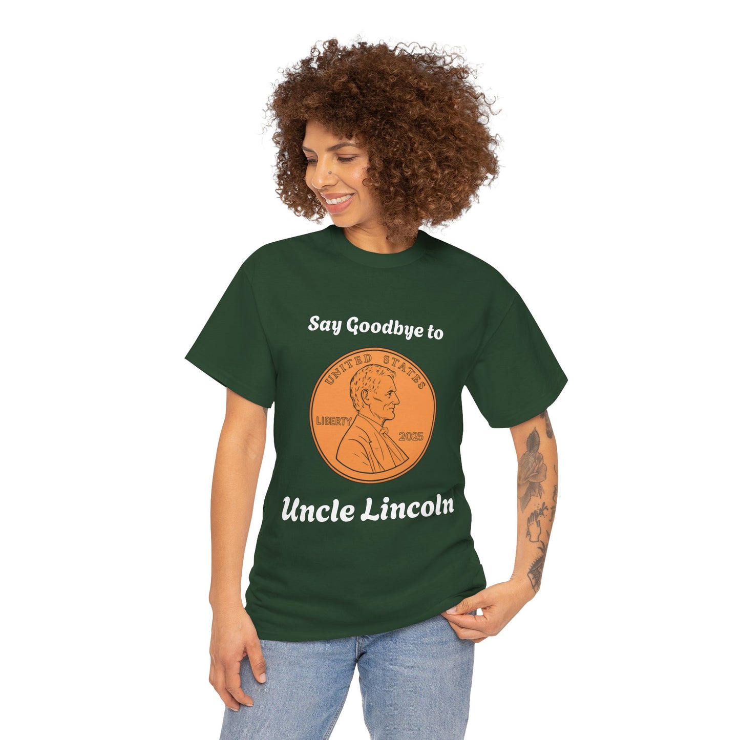 Lincoln Penny Tee - "Say Goodbye to Uncle Lincoln" Retro Coin Novelty T-Shirt