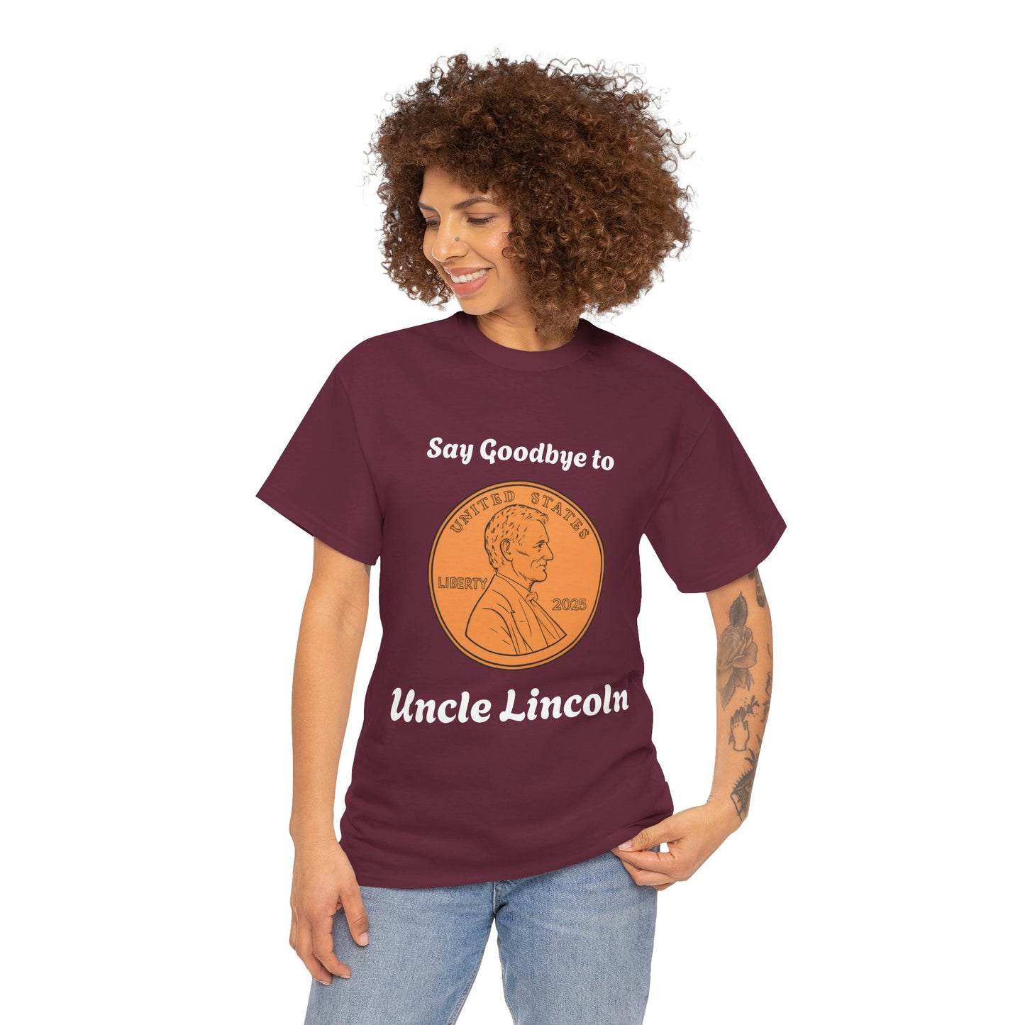Lincoln Penny Tee - "Say Goodbye to Uncle Lincoln" Retro Coin Novelty T-Shirt