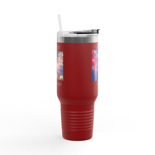 Freedom First Insulated Travel Mug, 40oz - Perfect for Road Trips, BBQs, Independence Day, Outdoor Events, Gifts for Patriots