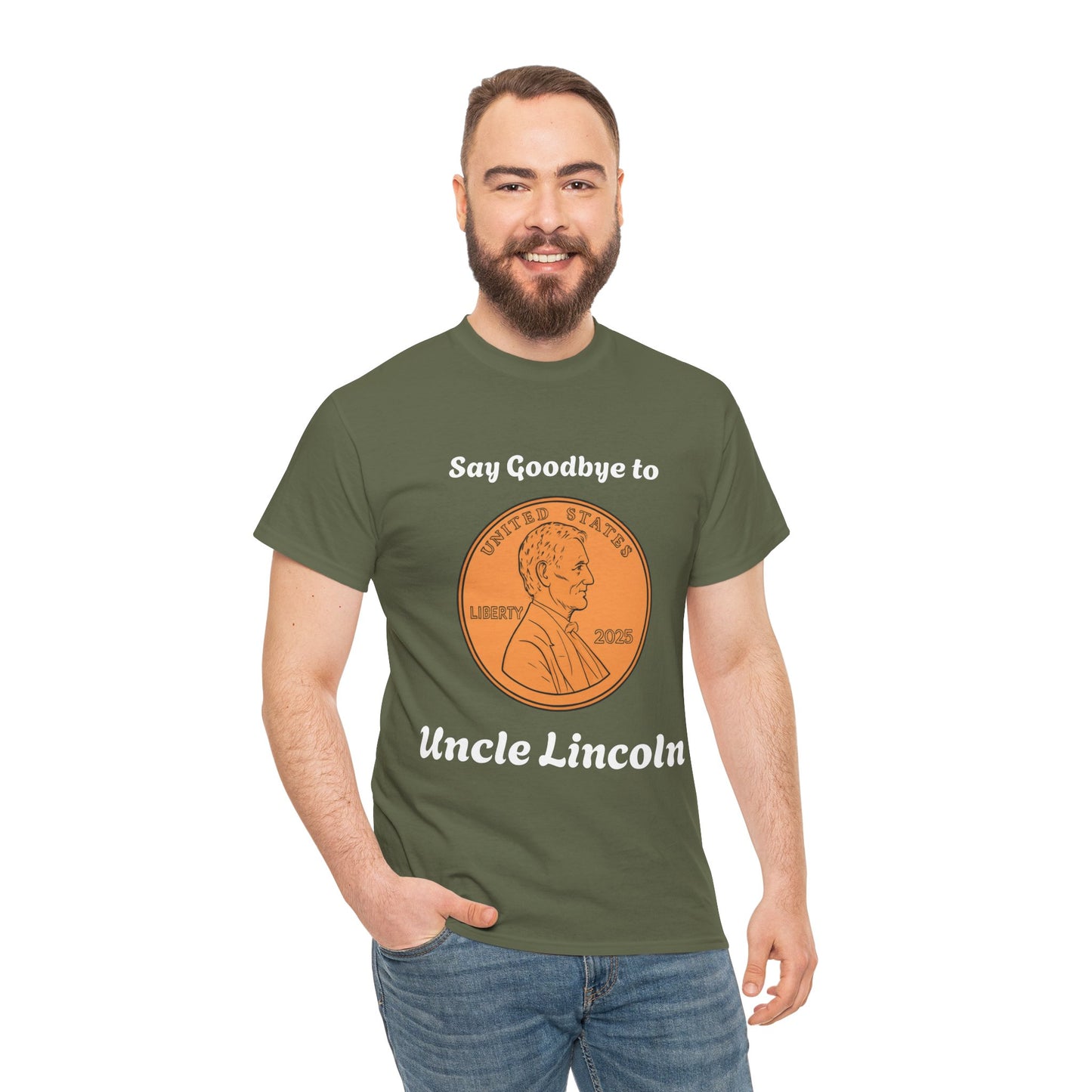 Lincoln Penny Tee - "Say Goodbye to Uncle Lincoln" Retro Coin Novelty T-Shirt