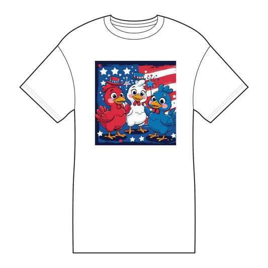 Patriotic Bird Tee: Fun USA Graphic T-Shirt, Perfect for July 4th, BBQs, Family Gatherings, Bird Lovers, Casual Wear
