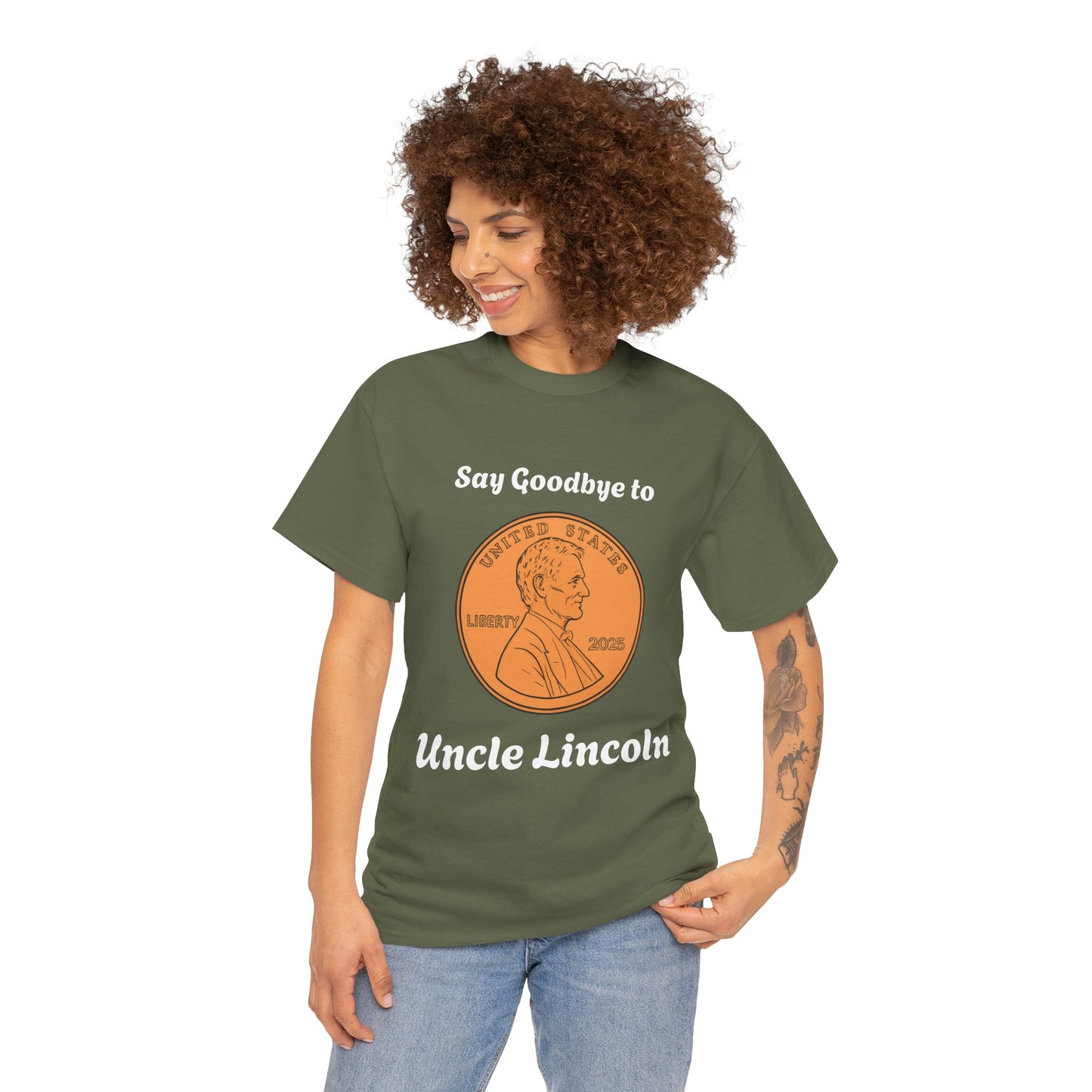 Lincoln Penny Tee - "Say Goodbye to Uncle Lincoln" Retro Coin Novelty T-Shirt
