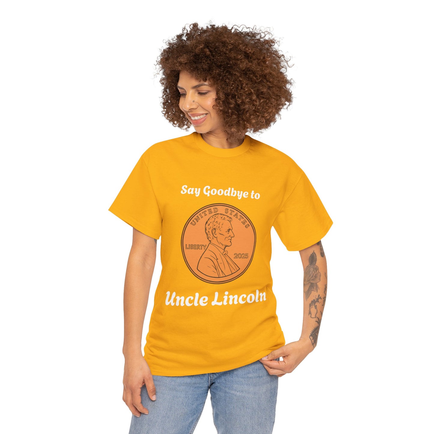 Lincoln Penny Tee - "Say Goodbye to Uncle Lincoln" Retro Coin Novelty T-Shirt