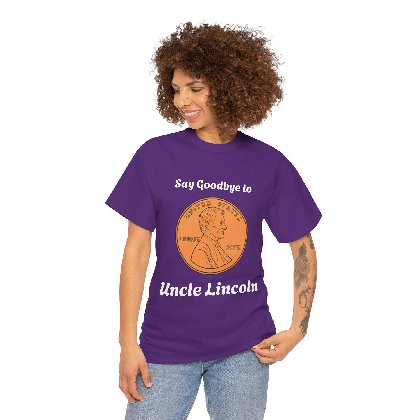 Lincoln Penny Tee - "Say Goodbye to Uncle Lincoln" Retro Coin Novelty T-Shirt