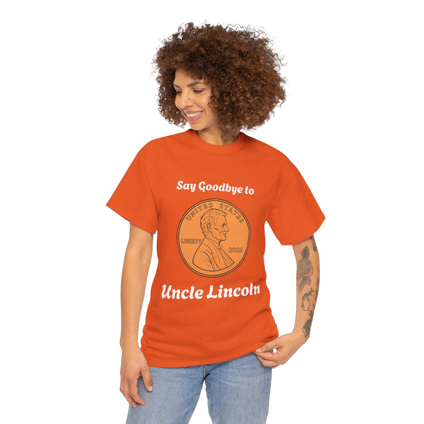 Lincoln Penny Tee - "Say Goodbye to Uncle Lincoln" Retro Coin Novelty T-Shirt