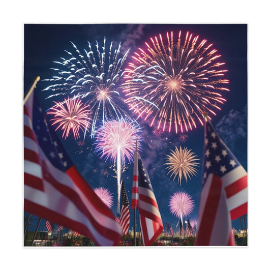 Patriotic Fireworks Tablecloth - Perfect for 4th of July, BBQs, Summer Parties, USA Celebrations, Table Decor